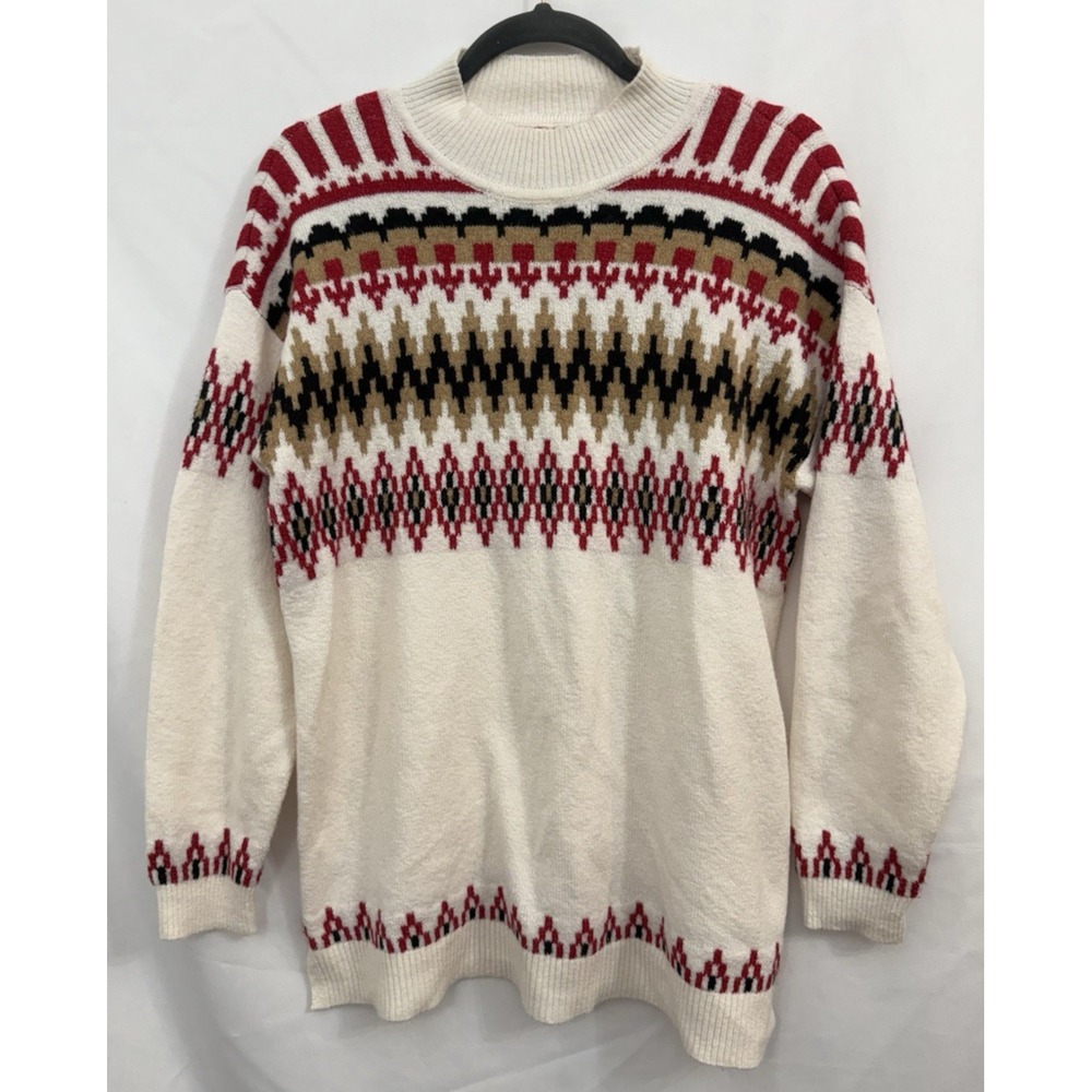 Loft Fair Isle‎ Mock Neck Sweater Womens Size L Petite Multicolor Soft Cozy